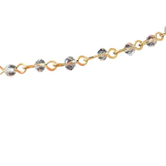 Gold-Tone Chain Necklace With Faceted Crystal Pendant & Lobster Clasp - Picture 5 of 5